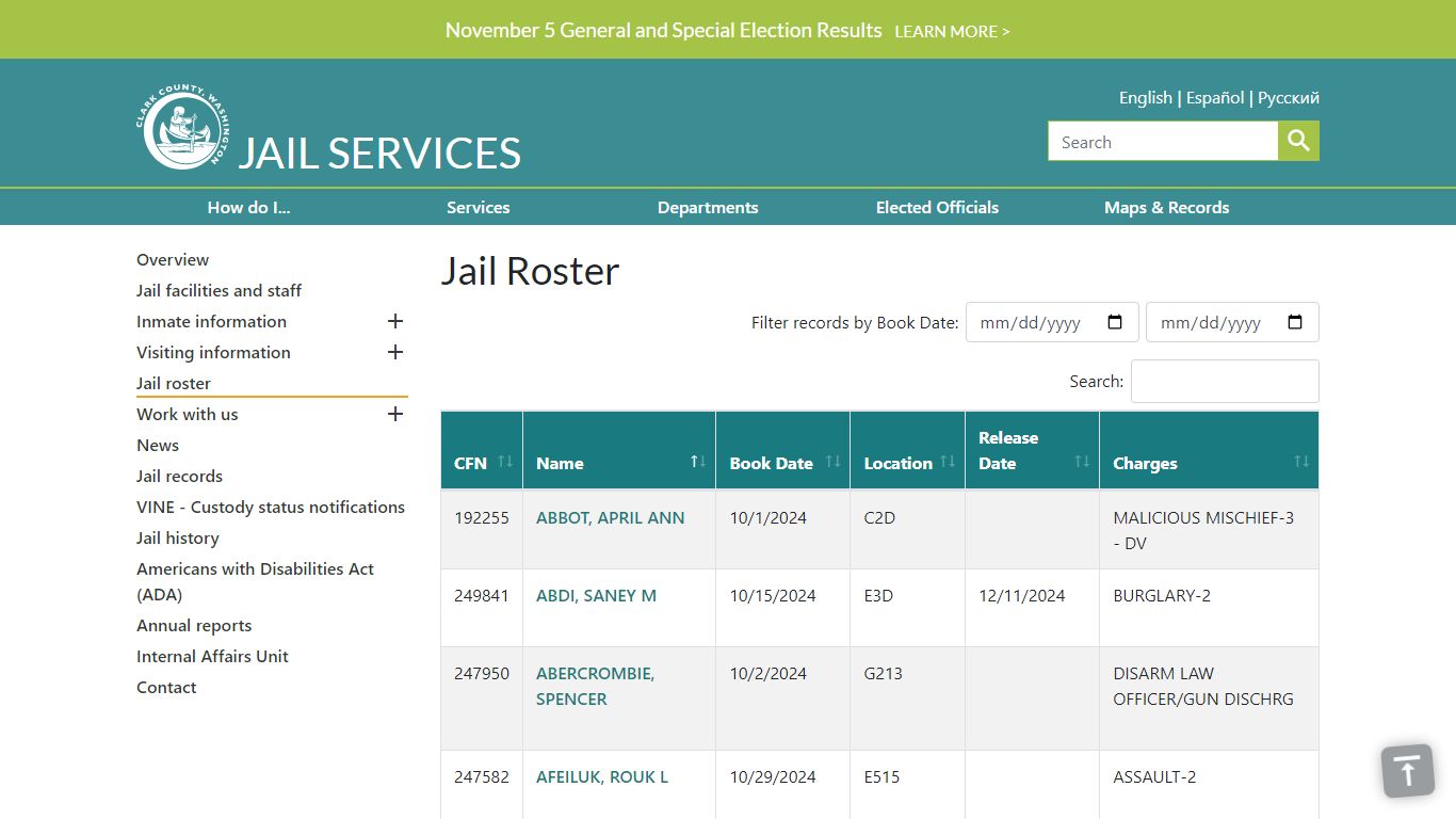 Jail Roster - Clark County