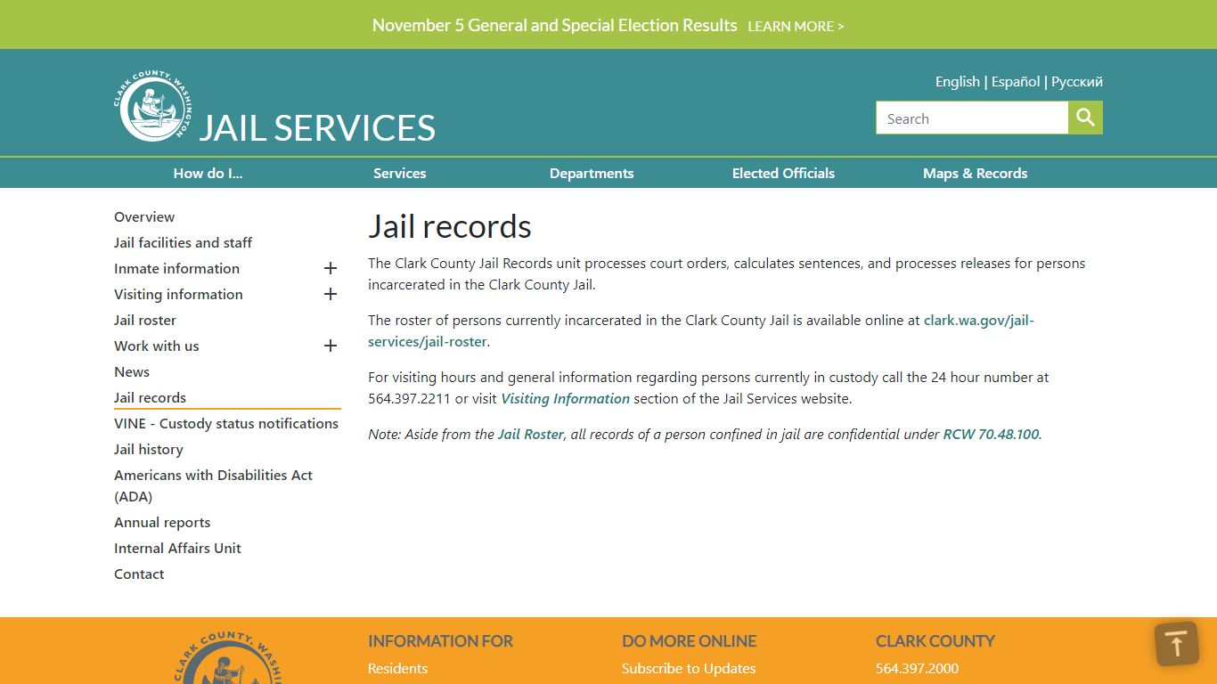 Jail records - Clark County