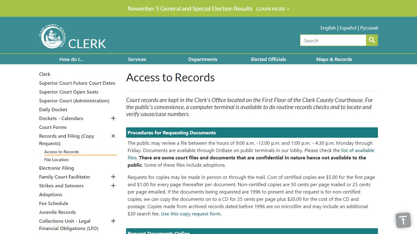 Access to Records - Clark County