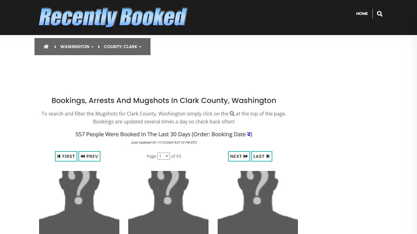 Bookings, Arrests and Mugshots in Clark County, Washington