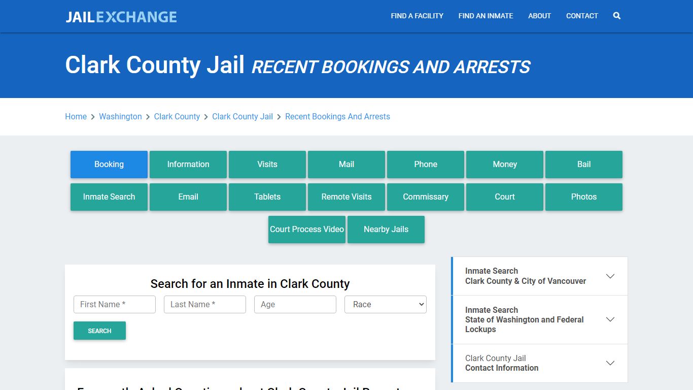 Clark County Jail Recent Bookings And Arrests - Jail Exchange